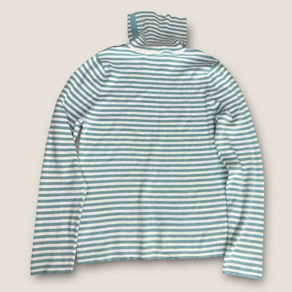 Y2k Polo Jeans Co by Ralph Lauren Blue White Striped Knit Turtleneck Size XL - Picture 3 of 9